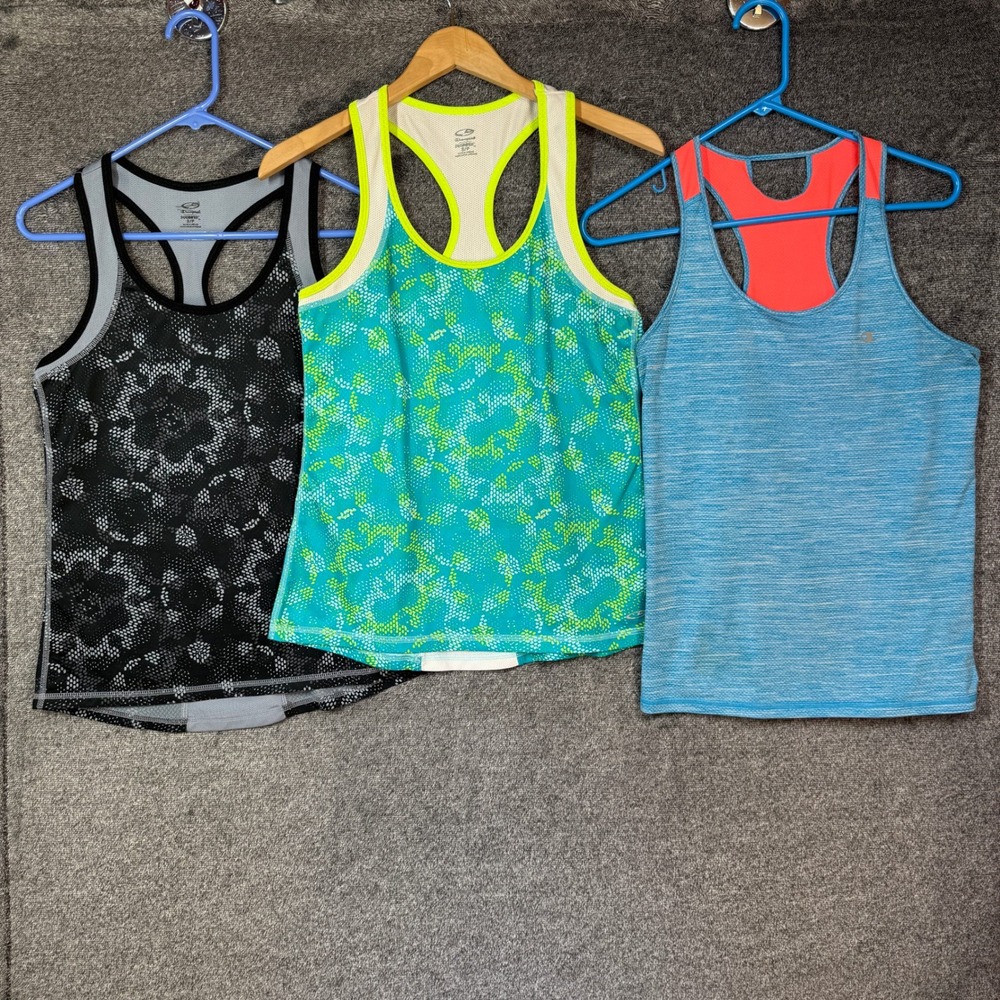 Champion Duo Dry Racerback Tank Top Bundle Set of 3 Womens Small Blue Teal Black